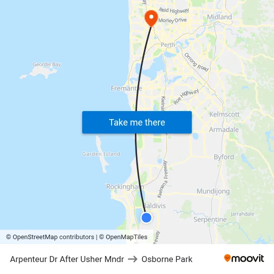 Arpenteur Dr After Usher Mndr to Osborne Park map