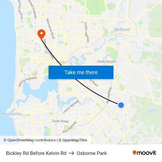 Bickley Rd Before Kelvin Rd to Osborne Park map