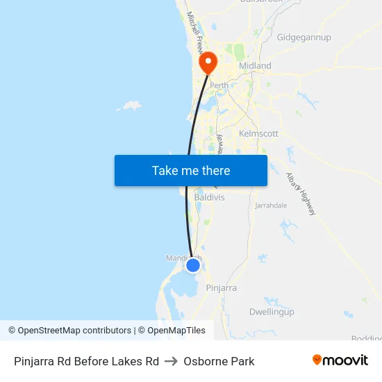 Pinjarra Rd Before Lakes Rd to Osborne Park map