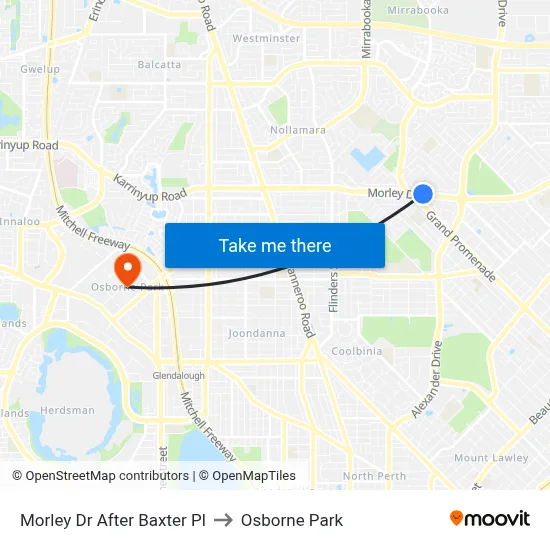 Morley Dr After Baxter Pl to Osborne Park map