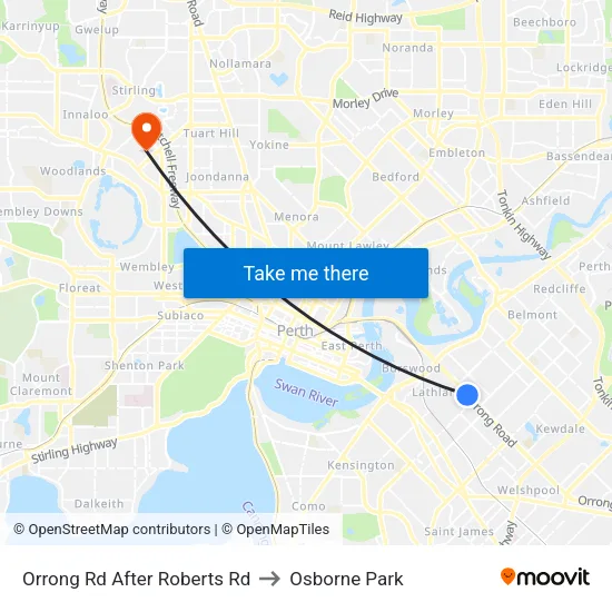 Orrong Rd After Roberts Rd to Osborne Park map