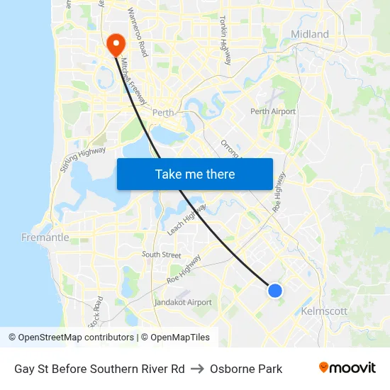 Gay St Before Southern River Rd to Osborne Park map