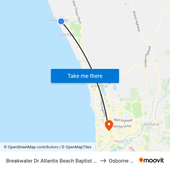 Breakwater Dr Atlantis Beach Baptist College to Osborne Park map