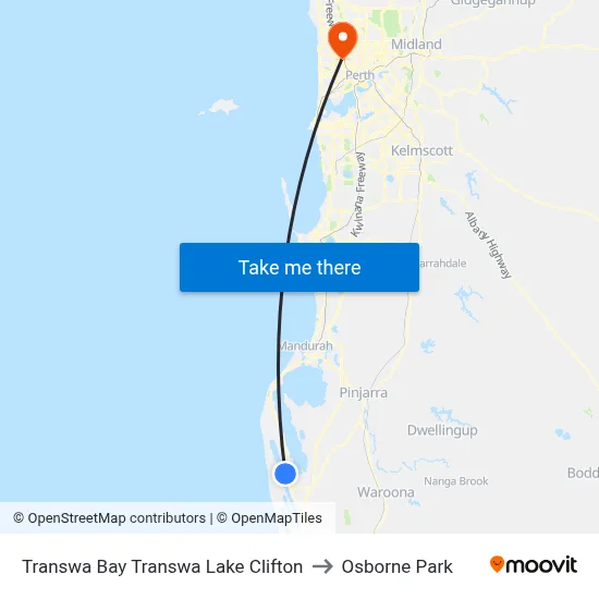 Transwa Bay Transwa Lake Clifton to Osborne Park map