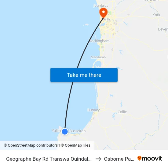 Geographe Bay Rd Transwa Quindalup to Osborne Park map