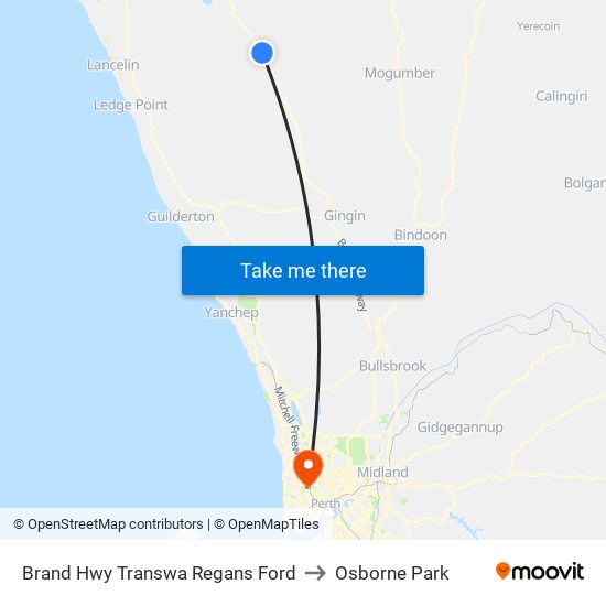 Brand Hwy Transwa Regans Ford to Osborne Park map