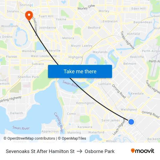 Sevenoaks St After Hamilton St to Osborne Park map