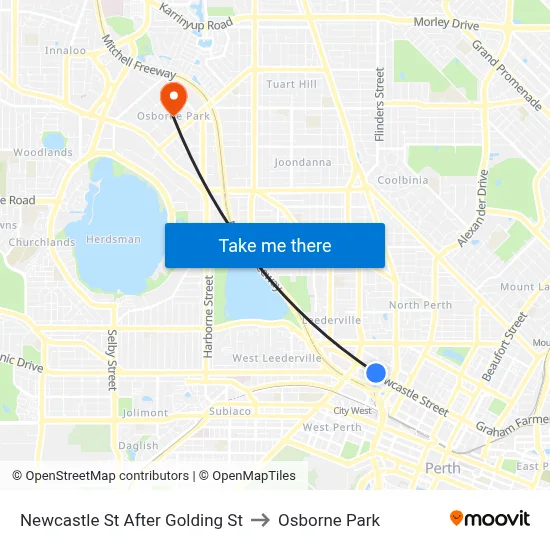 Newcastle St After Golding St to Osborne Park map