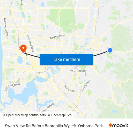 Swan View Rd Before Boorabilla Wy to Osborne Park map