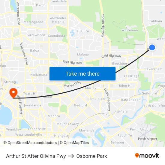 Arthur St After Olivina Pwy to Osborne Park map