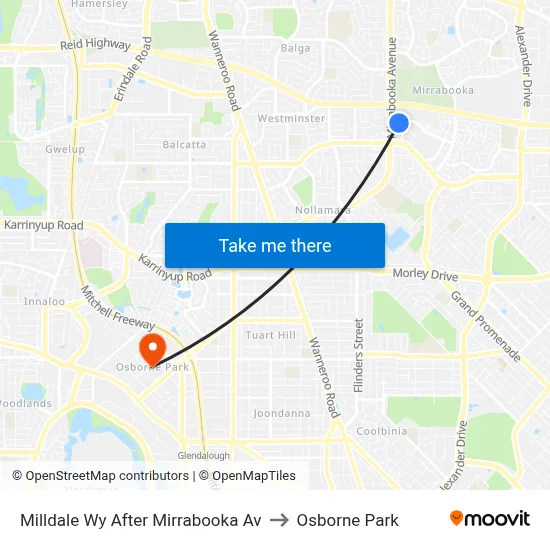 Milldale Wy After Mirrabooka Av to Osborne Park map