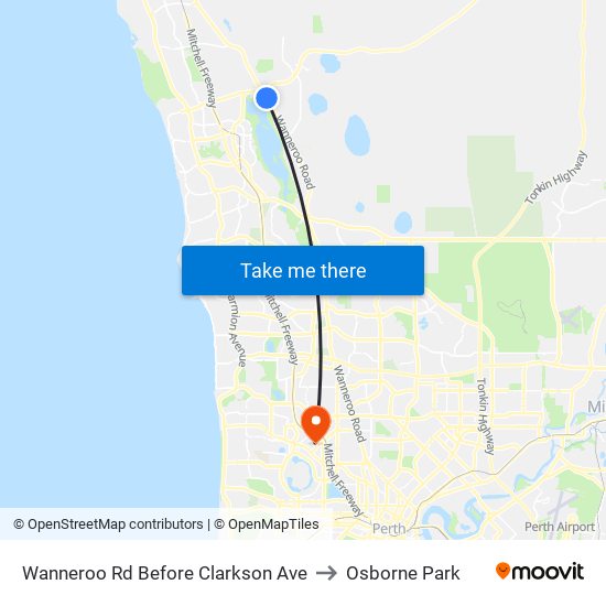 Wanneroo Rd Before Clarkson Ave to Osborne Park map