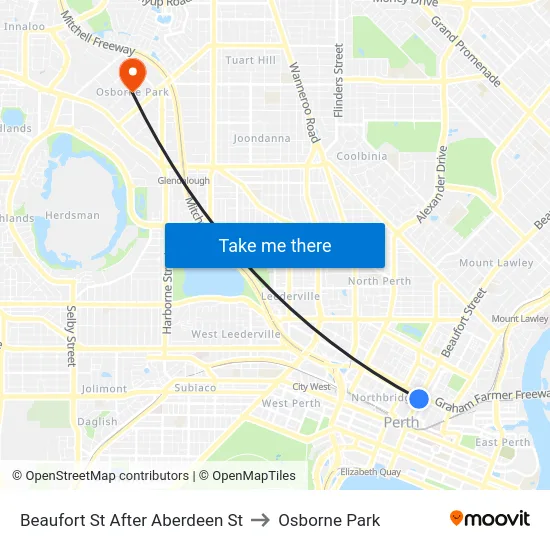 Beaufort St After Aberdeen St to Osborne Park map