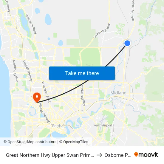 Great Northern Hwy Upper Swan Primary S1 to Osborne Park map
