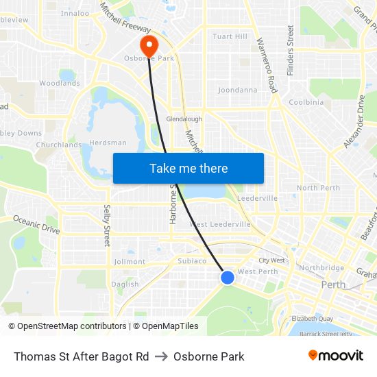 Thomas St After Bagot Rd to Osborne Park map