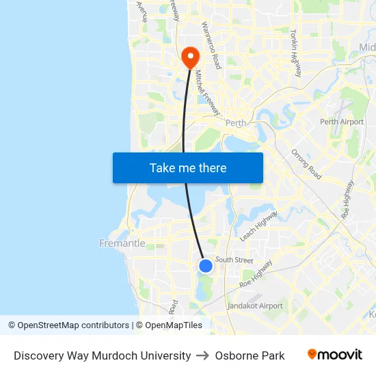 Discovery Way Murdoch University to Osborne Park map