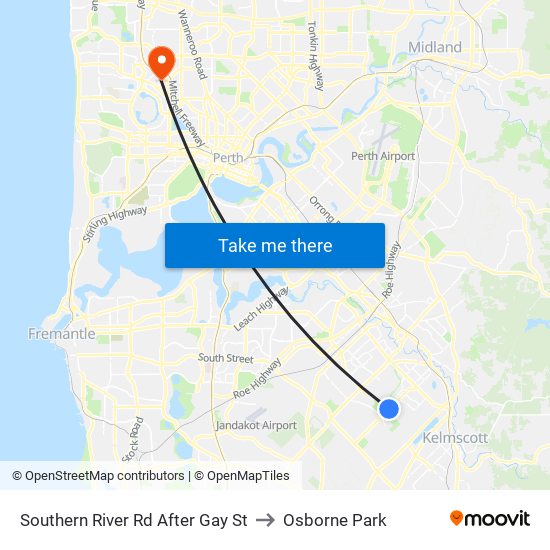 Southern River Rd After Gay St to Osborne Park map