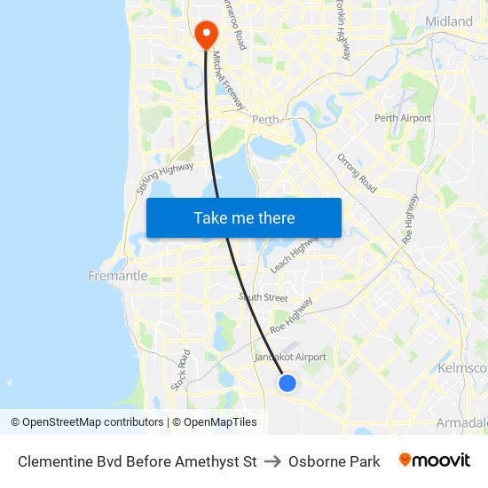 Clementine Bvd Before Amethyst St to Osborne Park map