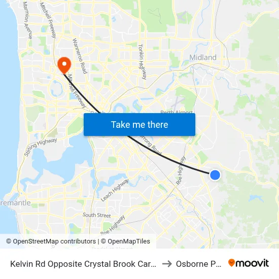 Kelvin Rd Opposite Crystal Brook Caravan to Osborne Park map