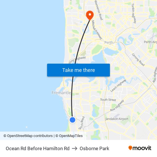 Ocean Rd Before Hamilton Rd to Osborne Park map