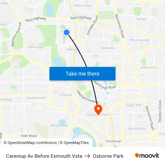 Careniup Av Before  Exmouth Vsta to Osborne Park map