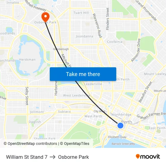 William St Stand 7 to Osborne Park map