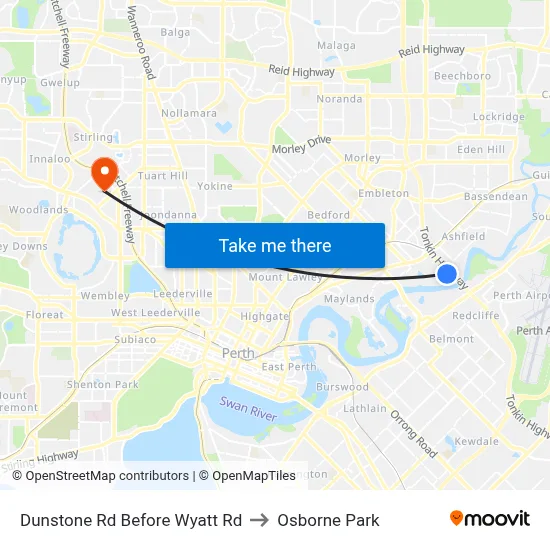 Dunstone Rd Before Wyatt Rd to Osborne Park map