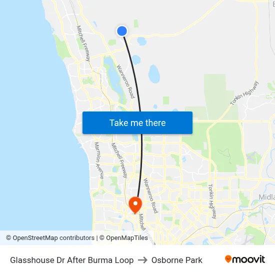 Glasshouse Dr After Burma Loop to Osborne Park map