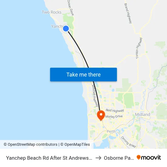 Yanchep Beach Rd After St Andrews Dr to Osborne Park map