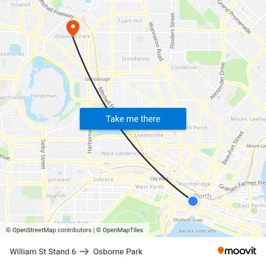 William St Stand 6 to Osborne Park map