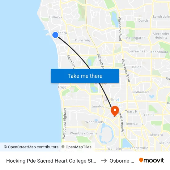 Hocking Pde Sacred Heart College Stand 1 & 2 to Osborne Park map