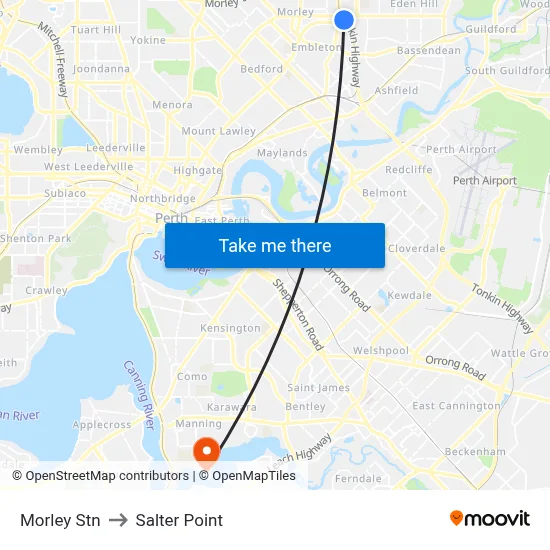 Morley Stn to Salter Point map