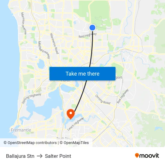 Ballajura Stn to Salter Point map