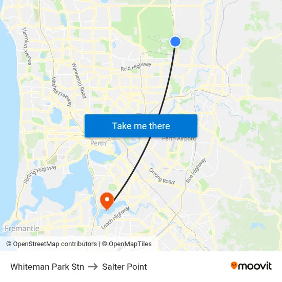 Whiteman Park Stn to Salter Point map
