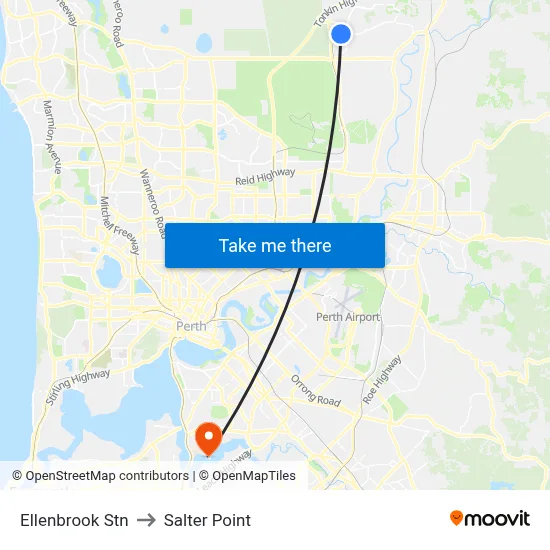 Ellenbrook Stn to Salter Point map