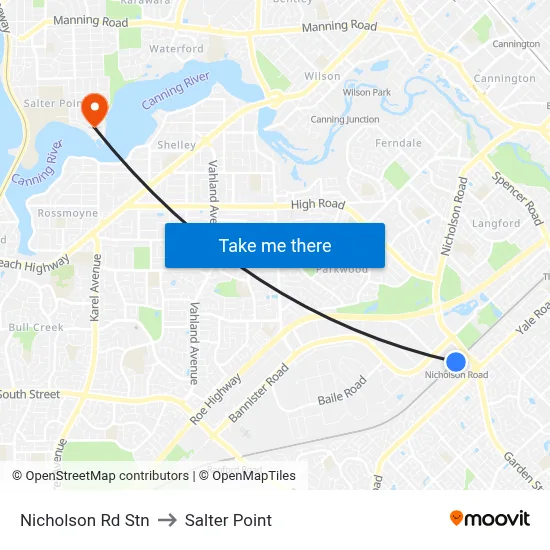 Nicholson Rd Stn to Salter Point map