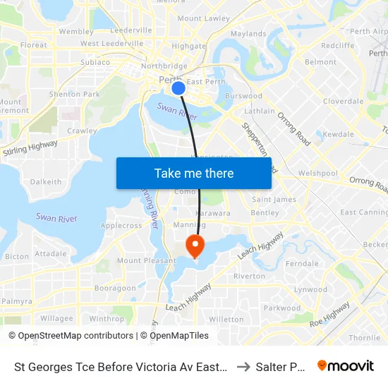 St Georges Tce Before Victoria Av Eastbound to Salter Point map