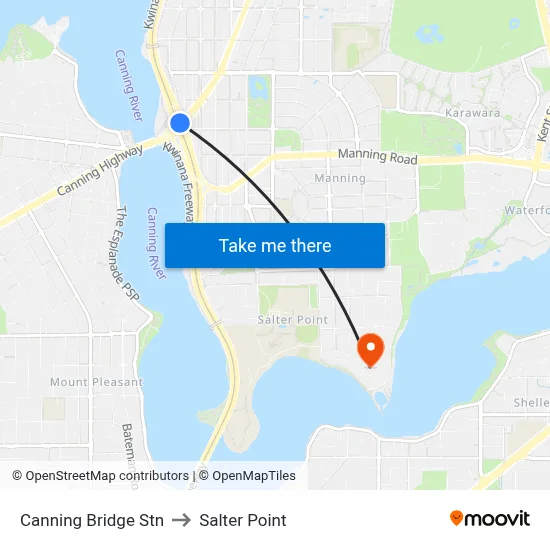 Canning Bridge Stn to Salter Point map
