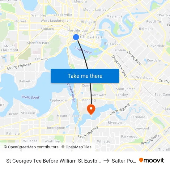 St Georges Tce Before William St Eastbound to Salter Point map