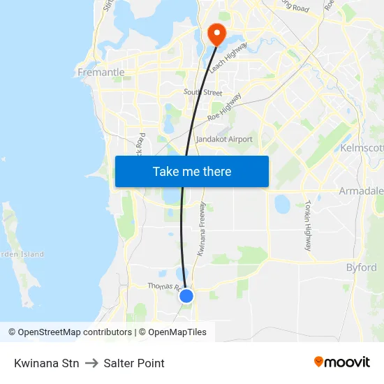 Kwinana Stn to Salter Point map