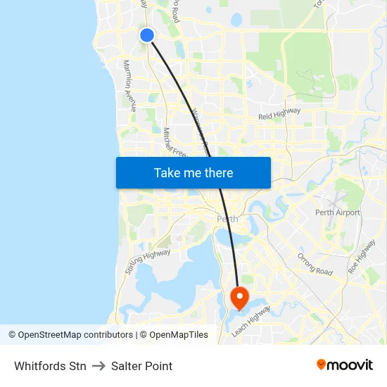 Whitfords Stn to Salter Point map