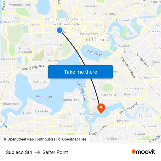 Subiaco Stn to Salter Point map
