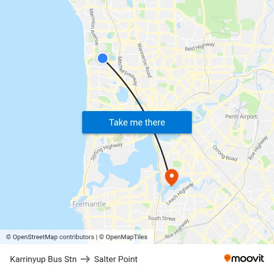 Karrinyup Bus Stn to Salter Point map