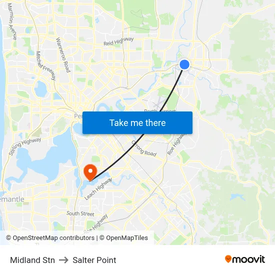 Midland Stn to Salter Point map