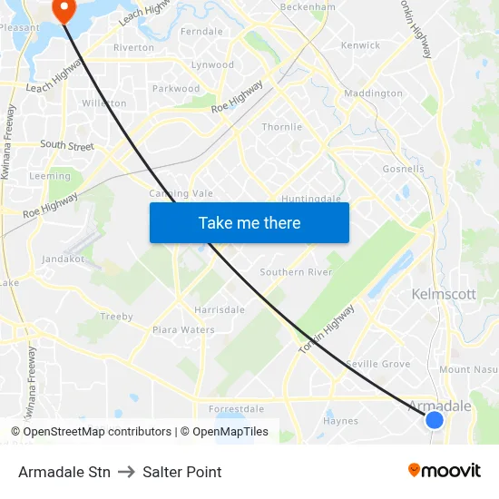 Armadale Stn to Salter Point map
