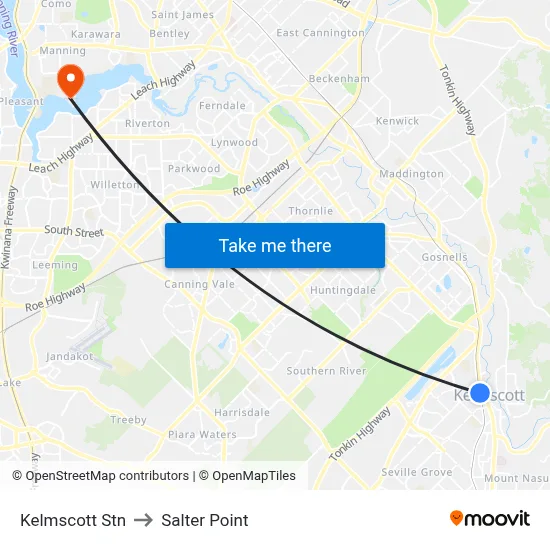 Kelmscott Stn to Salter Point map