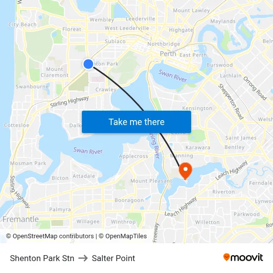 Shenton Park Stn to Salter Point map