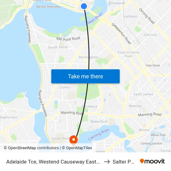 Adelaide Tce, Westend Causeway Eastbound to Salter Point map