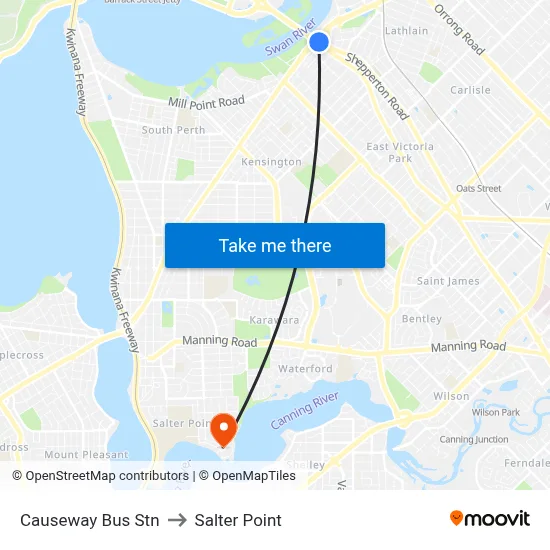 Causeway Bus Stn to Salter Point map