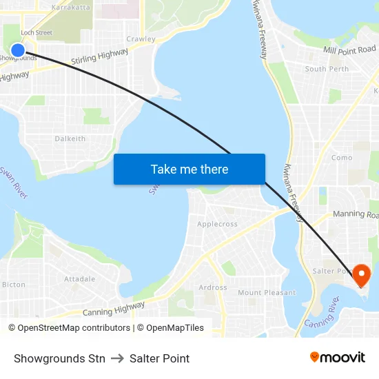 Showgrounds Stn to Salter Point map